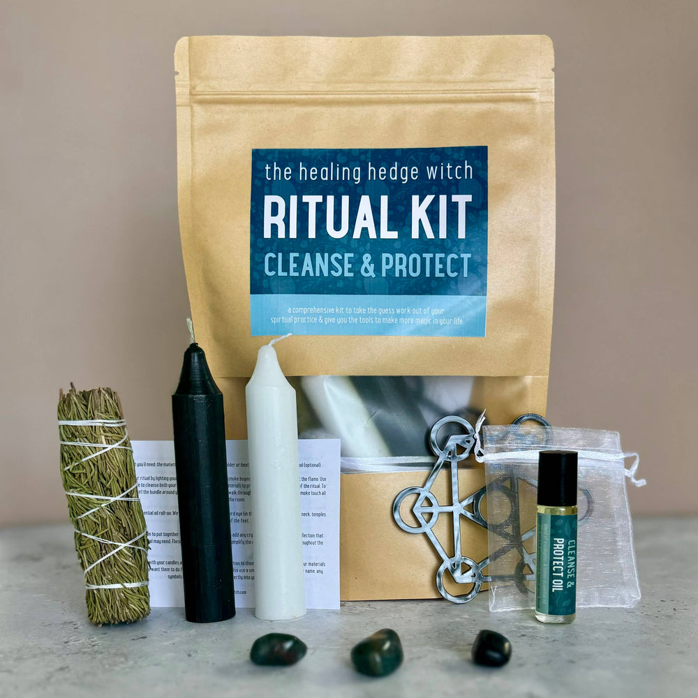 Cleanse and protect your space with rosemary, candles, crystals, and oil—ritual kit for grounding, shielding, and clarity.