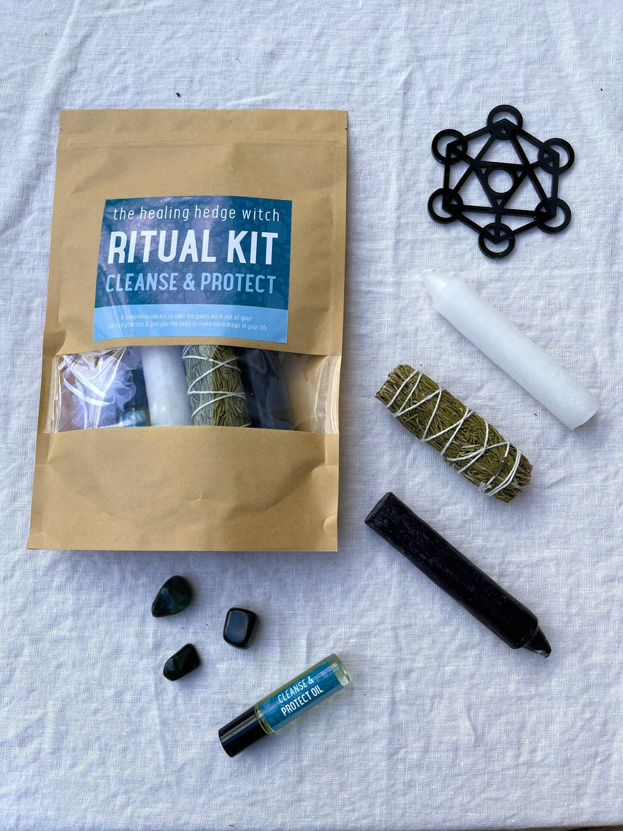 Cleanse and protect your space with rosemary, candles, crystals, and oil—ritual kit for grounding, shielding, and clarity.