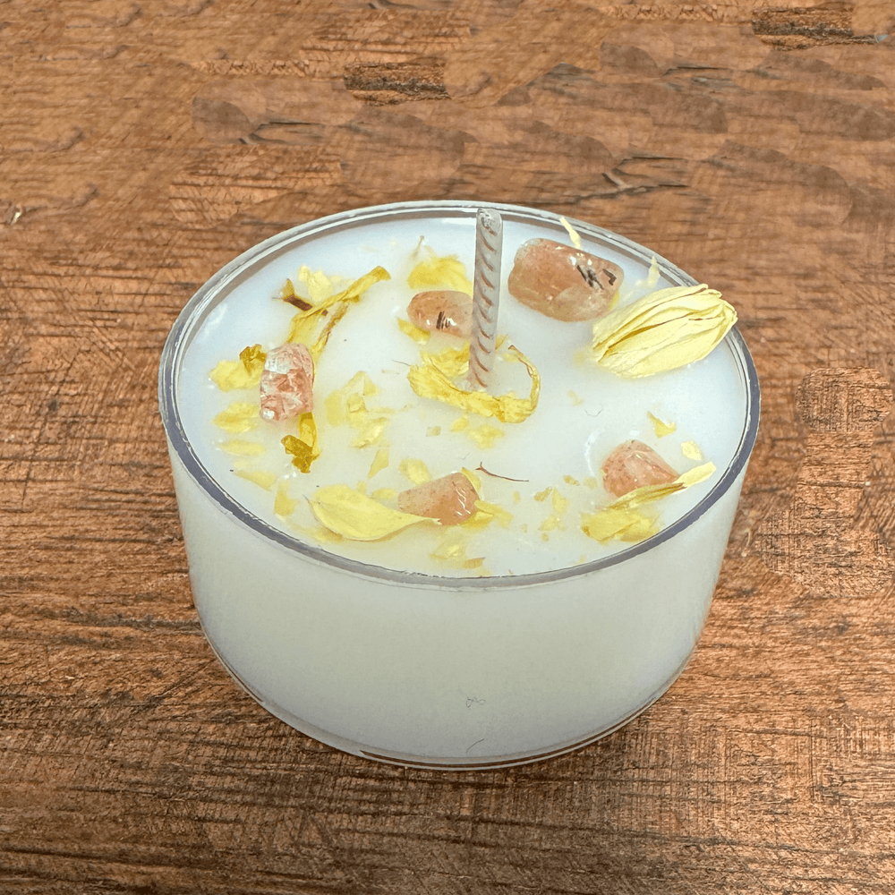 Celebrate midsummer with spell candles infused with honeysuckle, basil, and sunstone—ideal for rituals.